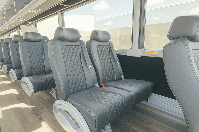 interior of Reno Coach Bus Service charter bus