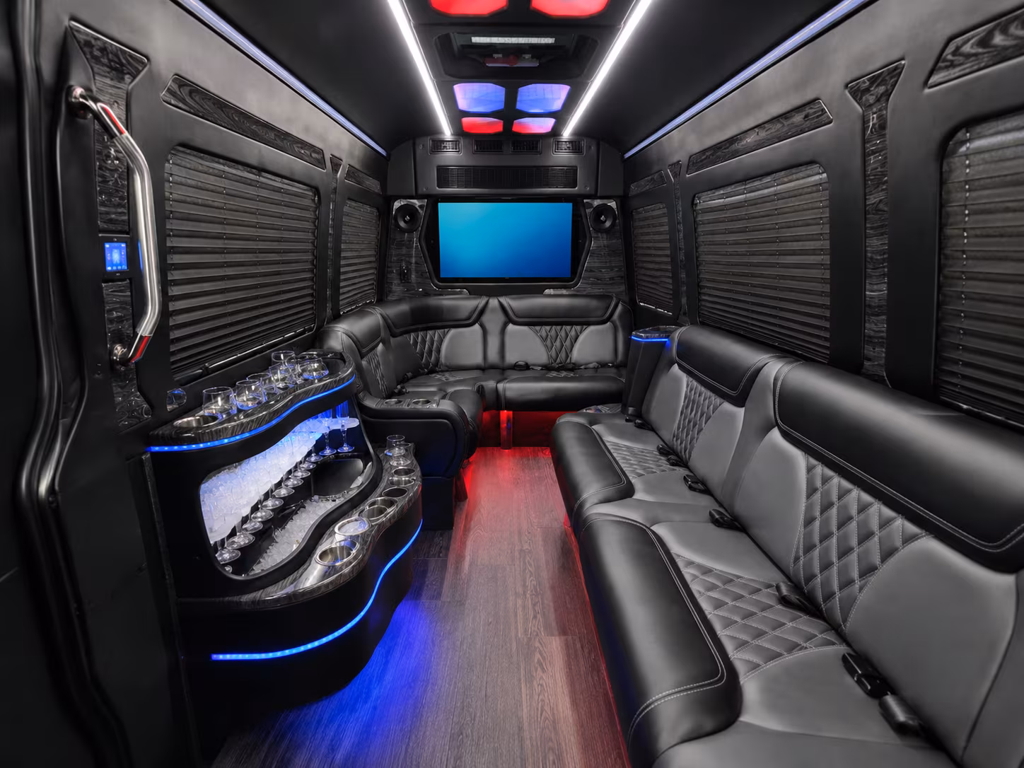 reno 50 passenger party bus inside